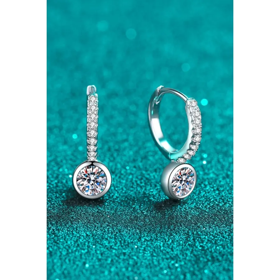 1 Carat Moissanite Rhodium-Plated Drop Earrings