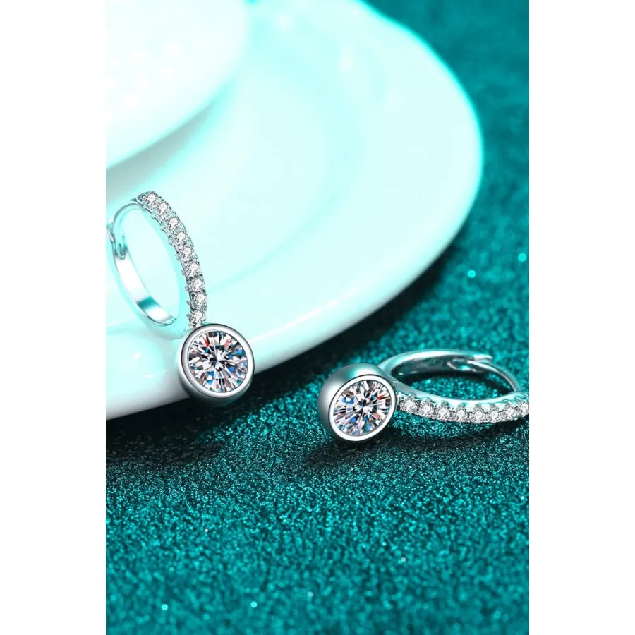 1 Carat Moissanite Rhodium-Plated Drop Earrings