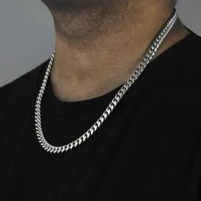 10mm 316L Stainless Steel Cuban Link Chain in White Gold