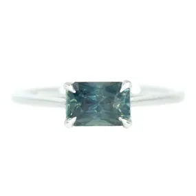 1.29ct Radiant Cut Sapphire East-West Ring In 14k White Gold