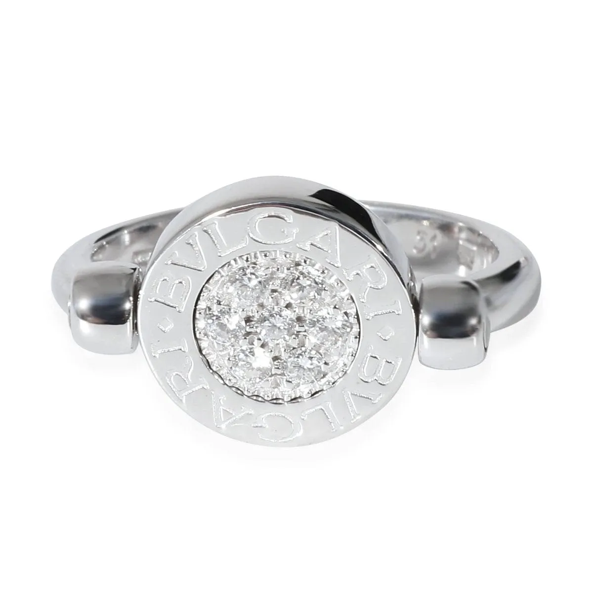 135256, BVLGARI Bvlgari Bvlgari Onyx Diamond Ring in 18 KT White Gold Black 0.14, Size 51