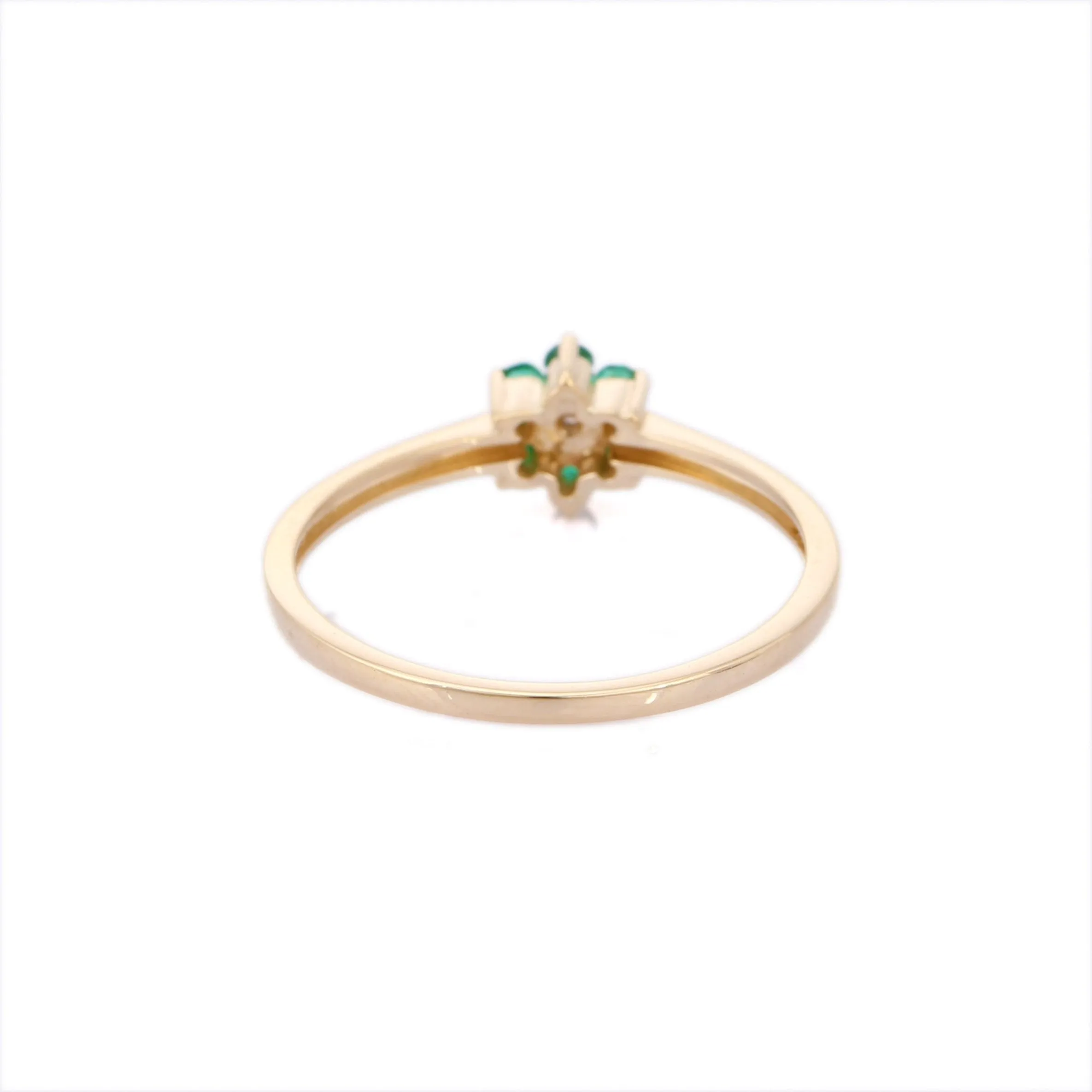 14K Gold Emerald & Diamond Flower Ring