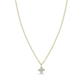 14K Gold Quad Necklace with Four Prong-Set Diamonds