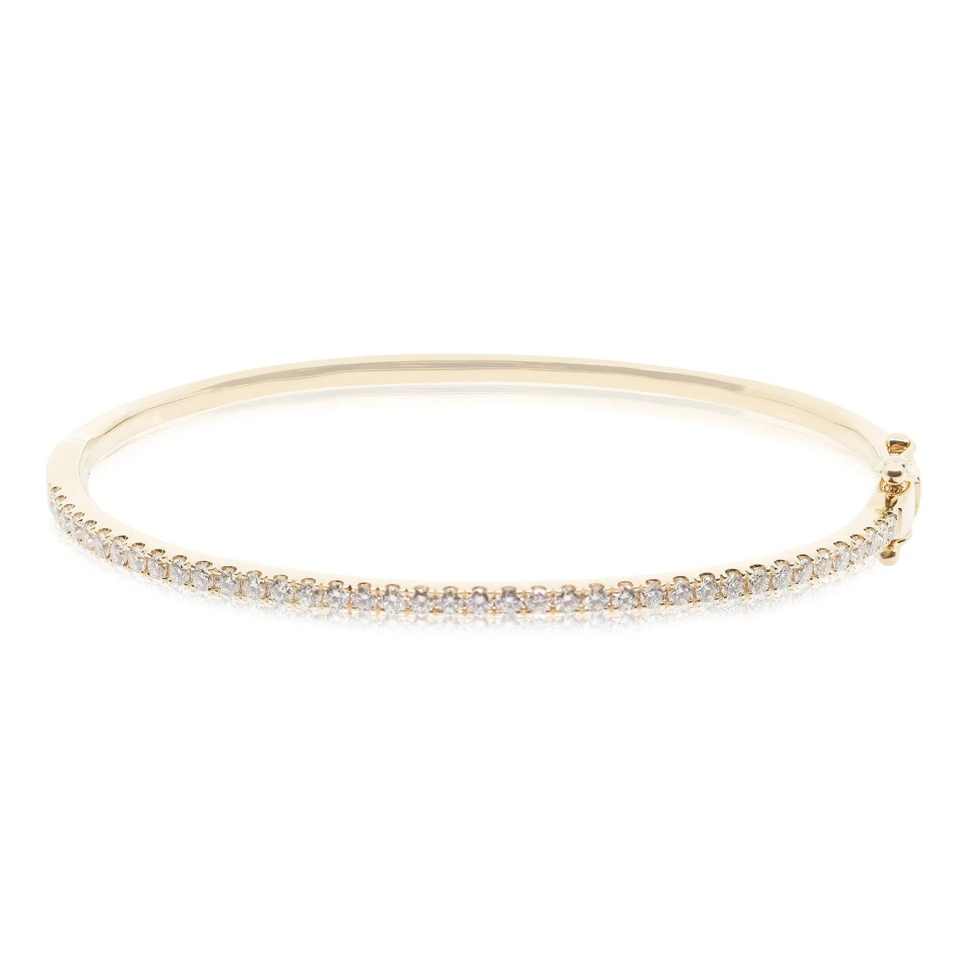 14K YELLOW GOLD 2MM BANGLE BRACELET WITH DIAMONDS 0.95CTW