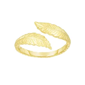 14K Yellow Gold Leaf Adjustable Toe Ring 9mm