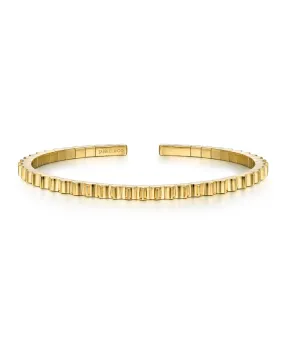 14K Yellow Gold Textured Open Bangle