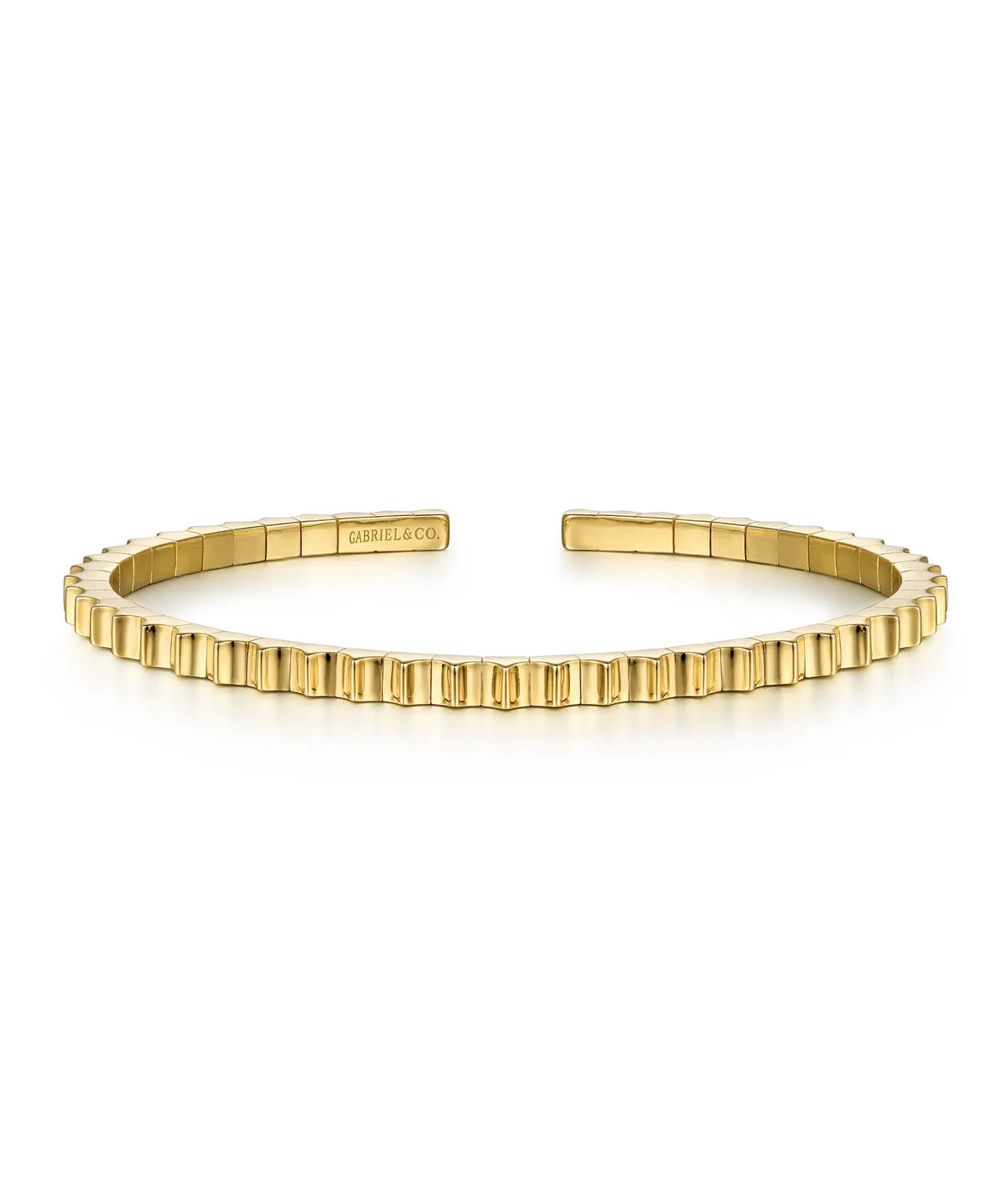 14K Yellow Gold Textured Open Bangle