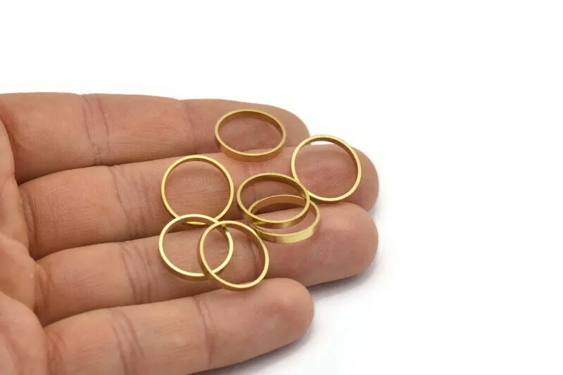 16x2mm Circle Connectors - 50 Raw Brass Circle Connectors (16x0.8x2mm) D0308