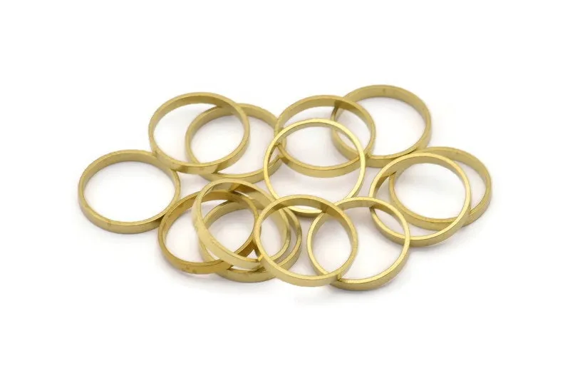 16x2mm Circle Connectors - 50 Raw Brass Circle Connectors (16x0.8x2mm) D0308