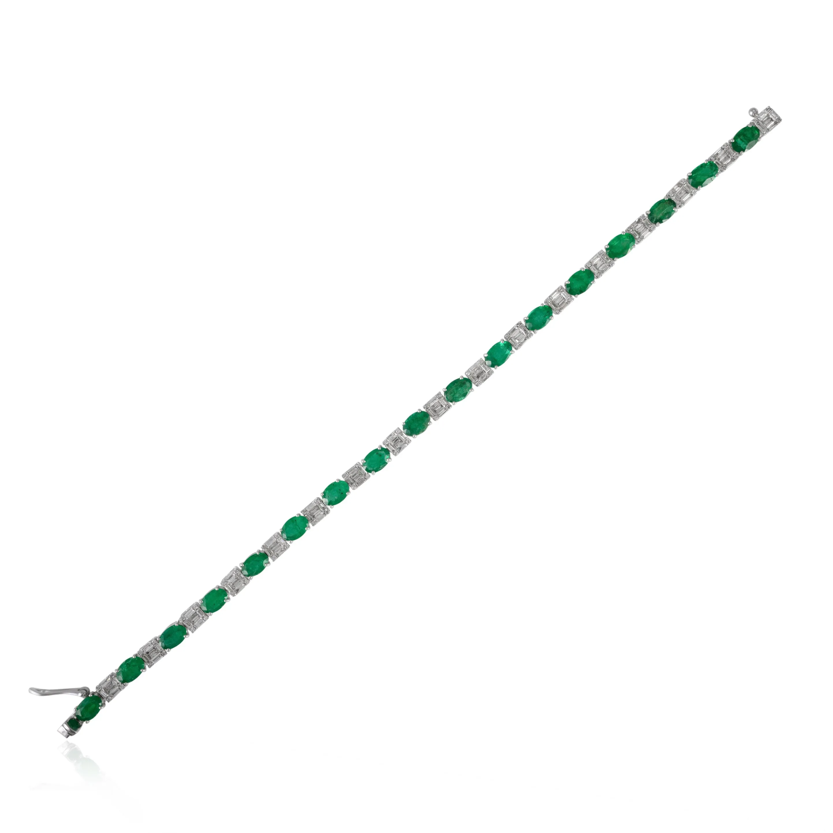 18K Gold Emerald & Diamond Tennis Bracelet