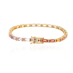 18K Gold Multi Sapphire Tennis Bracelet