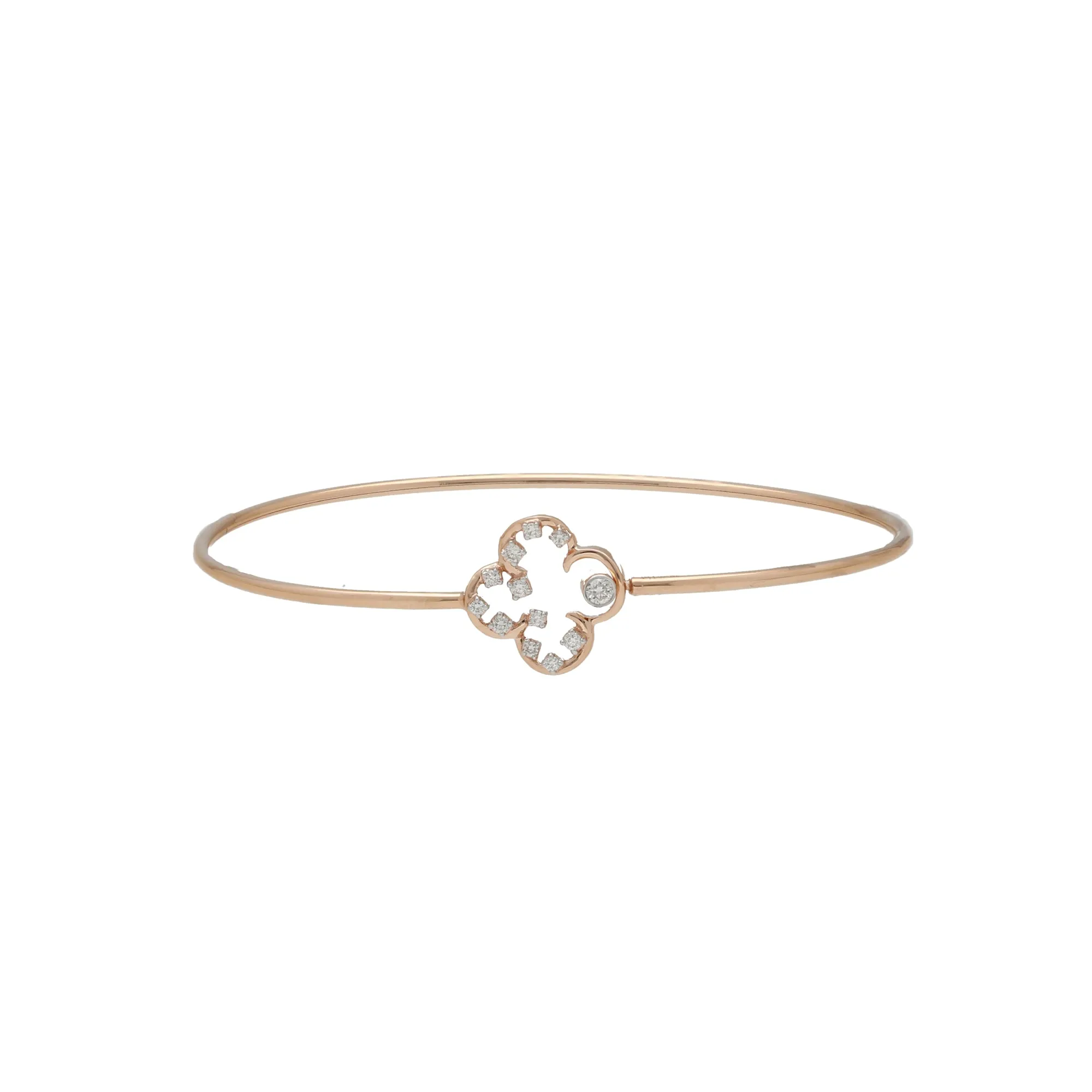 18K Rose Gold & 0.12 Carat Diamond Bangle (3.4gm)