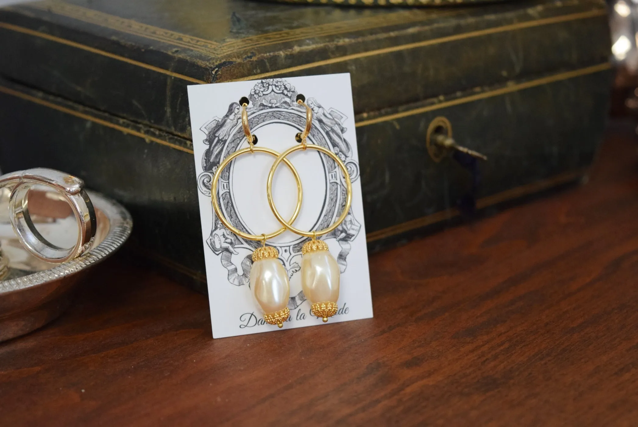 18th Century Baroque Pearl and Huge Hoop Earrings