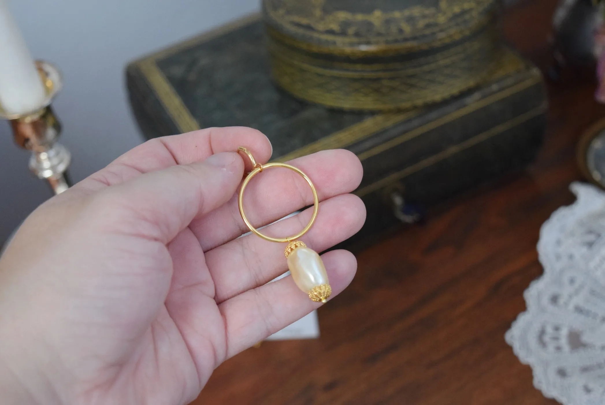 18th Century Baroque Pearl and Huge Hoop Earrings