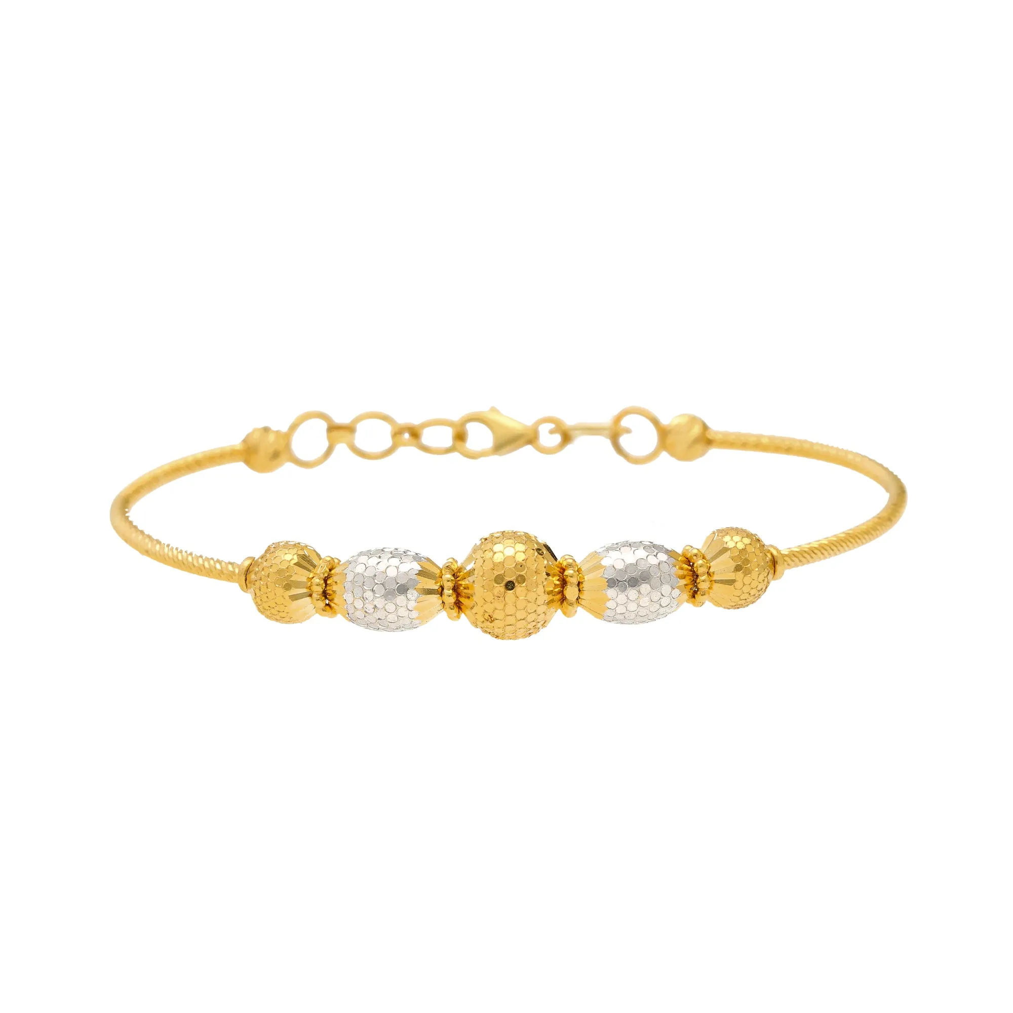 22K Yellow & White Gold Beaded Bangle (10.9gm)