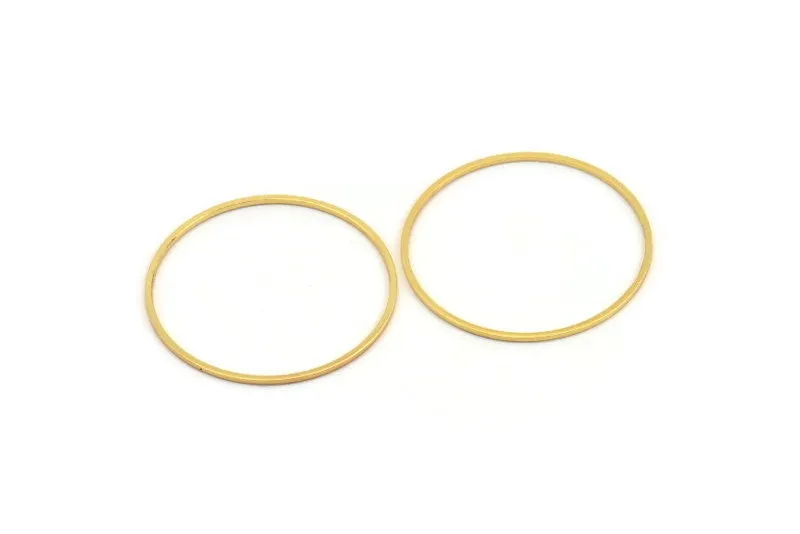 32mm Circle Connectors, 8 Gold Plated Brass Circle Connectors (32x0.80mm) A3884