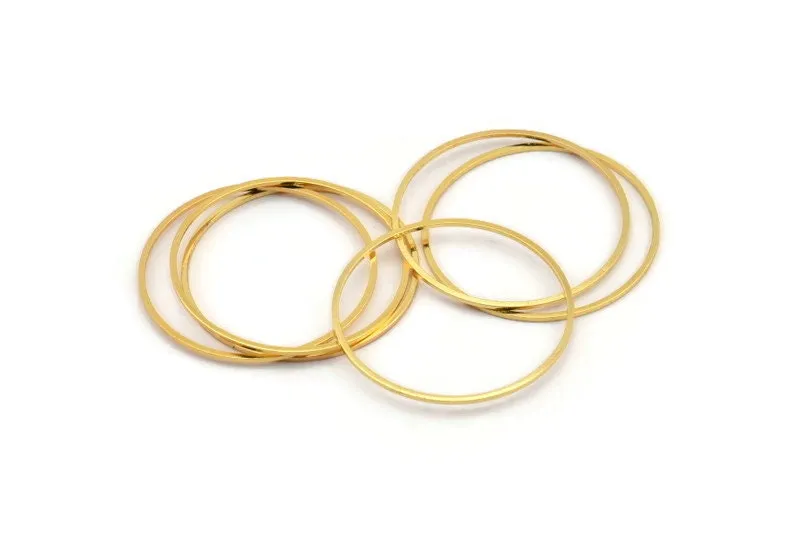 32mm Circle Connectors, 8 Gold Plated Brass Circle Connectors (32x0.80mm) A3884