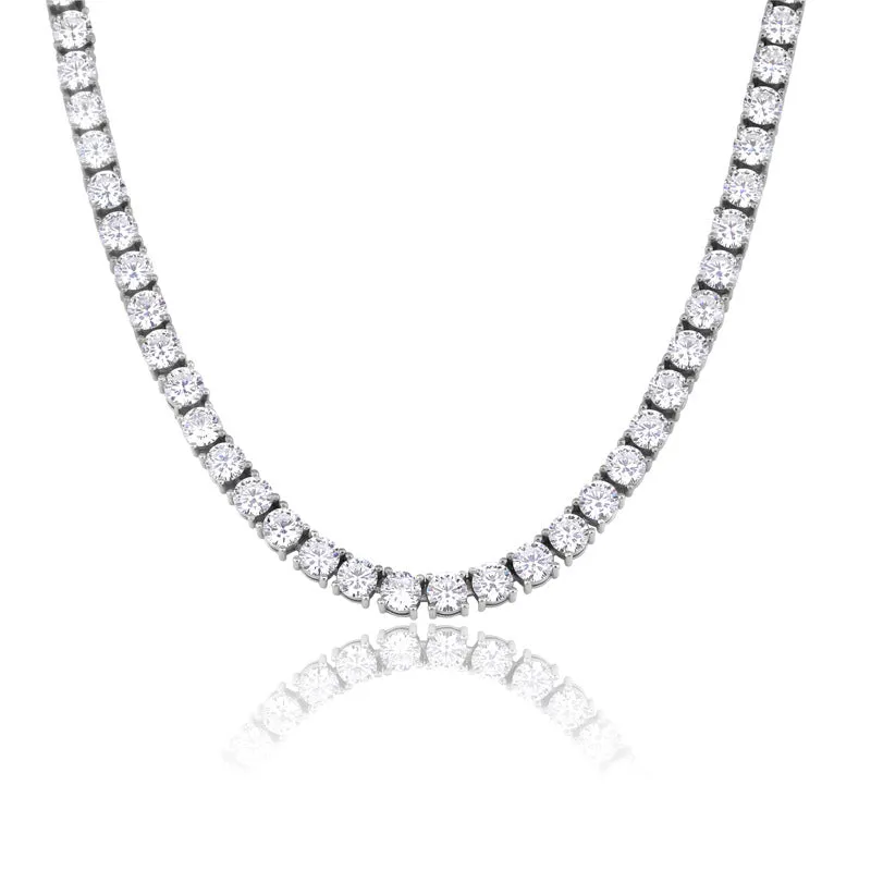 3mm-5mm Moissanite s925 Sterling Silver Tennis Chain (GRA Certificate   Free FedEx Shipping)