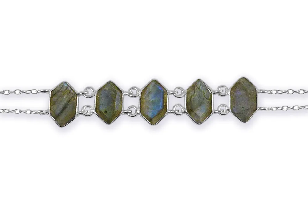 5 Stone Glacier Link Bracelet Labradorite