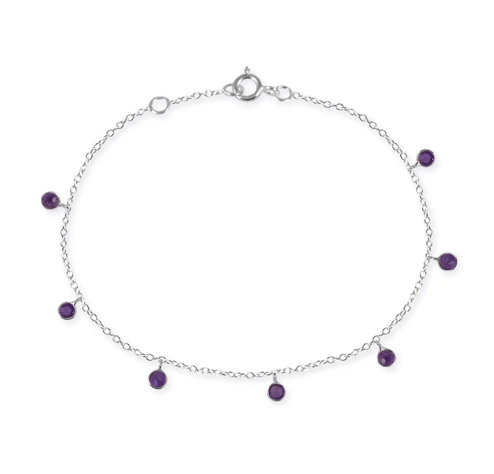 7 Stone Kathak Dangle Bracelet Amethyst