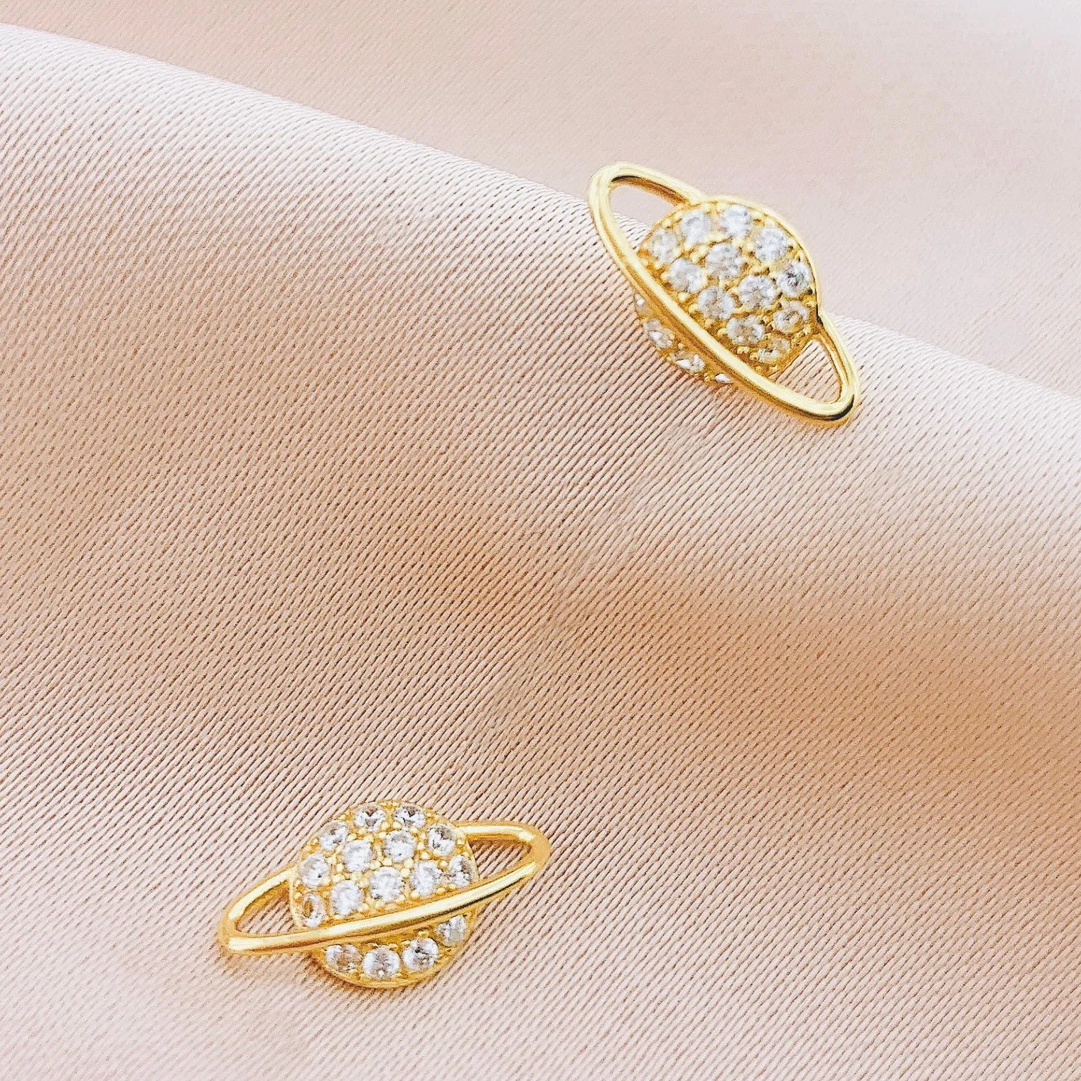 925 Silver CZ Planet Stud Earring