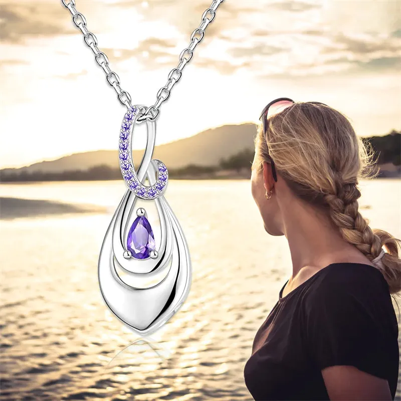 925 Sterling Silver Ash Necklace Crystal Teardrop CZ Keepsake Pendant Infinity Urn Necklace for Ashes Cremation Jewelry