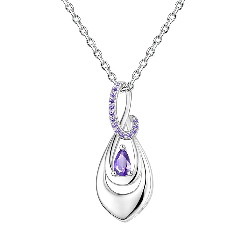 925 Sterling Silver Ash Necklace Crystal Teardrop CZ Keepsake Pendant Infinity Urn Necklace for Ashes Cremation Jewelry