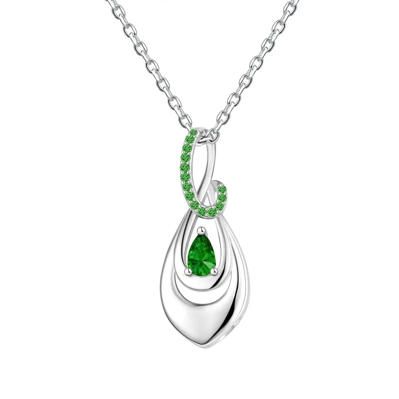 925 Sterling Silver Ash Necklace Crystal Teardrop CZ Keepsake Pendant Infinity Urn Necklace for Ashes Cremation Jewelry