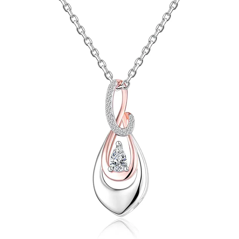 925 Sterling Silver Ash Necklace Crystal Teardrop CZ Keepsake Pendant Infinity Urn Necklace for Ashes Cremation Jewelry