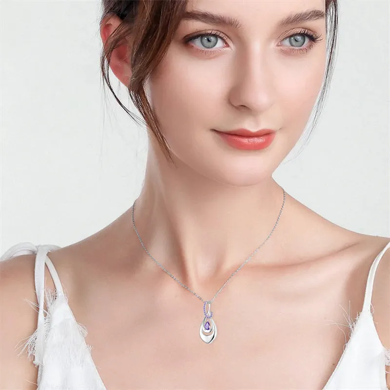 925 Sterling Silver Ash Necklace Crystal Teardrop CZ Keepsake Pendant Infinity Urn Necklace for Ashes Cremation Jewelry