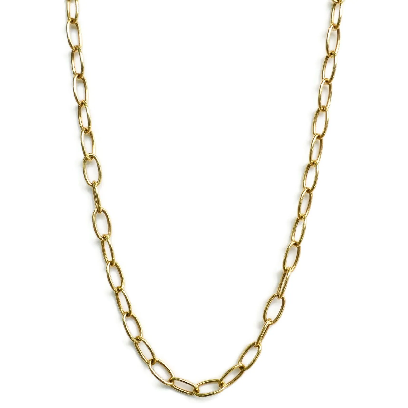 AFJ Gold Collection - Oval Link Chain Necklace,  Length 33, Yellow Gold