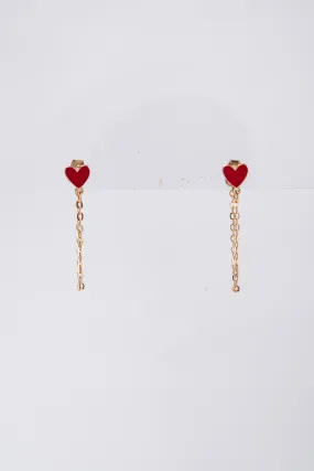 Alani Enamel Heart Valentine's Day Chain Drop Earrings