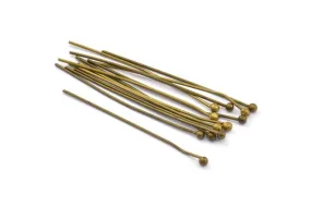 Antique Brass Ball Pin, 100 Antique Brass Ball Head Pins, Findings (35mm) Bp-02 Brc225