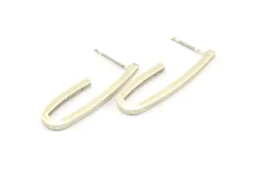 Antique Silver Bar Stud, 6 Antique Silver Plated Brass Bar Stud, Ear Studs (32x10x2mm) E328