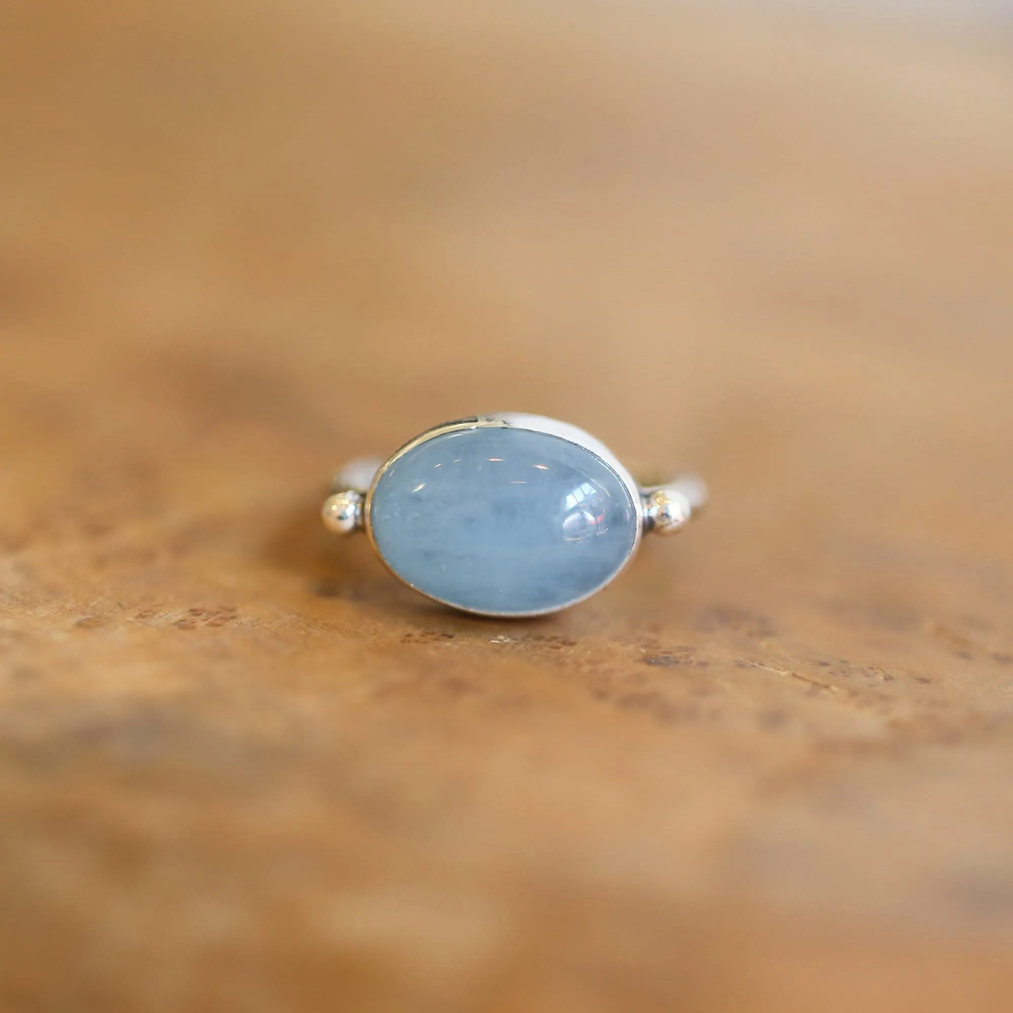 Aquamarine East West Ring - Aquamarine Ring - .925 Sterling Silver - Silversmith