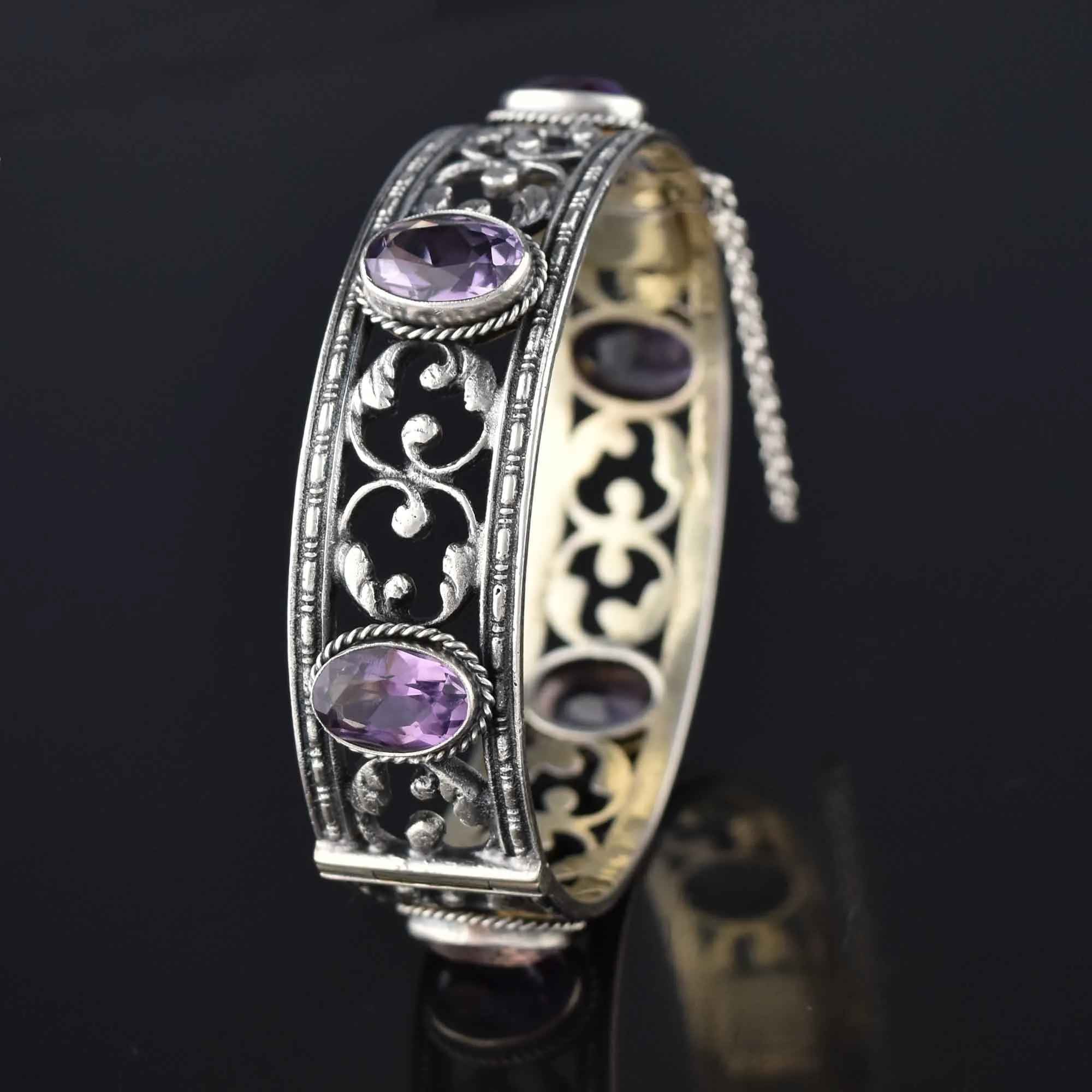 Art Deco Silver Amethyst Peruzzi Bracelet