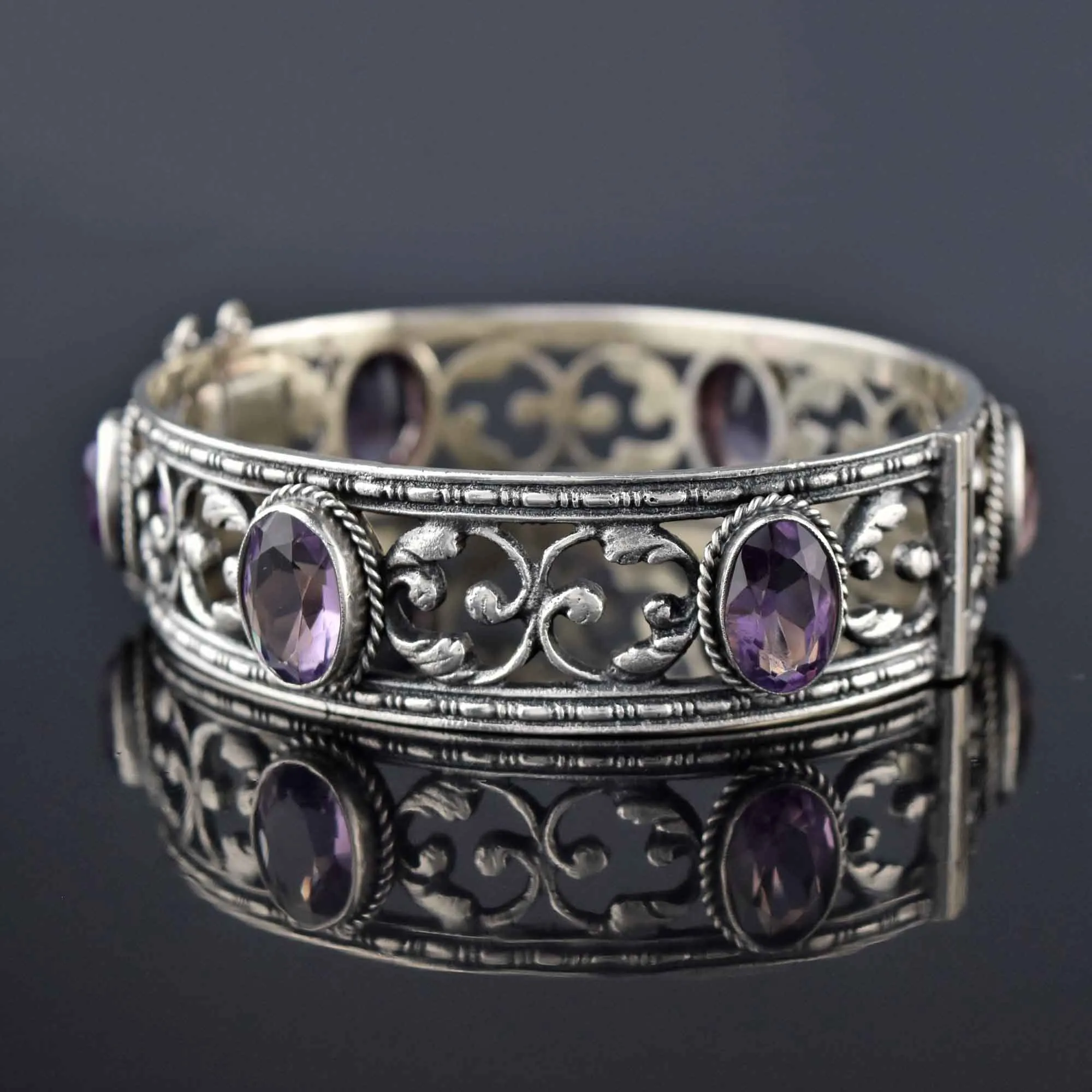 Art Deco Silver Amethyst Peruzzi Bracelet