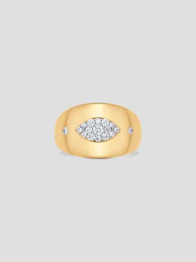 Aurora Yellow Gold White Diamond Marquise Shape Center Component Ring