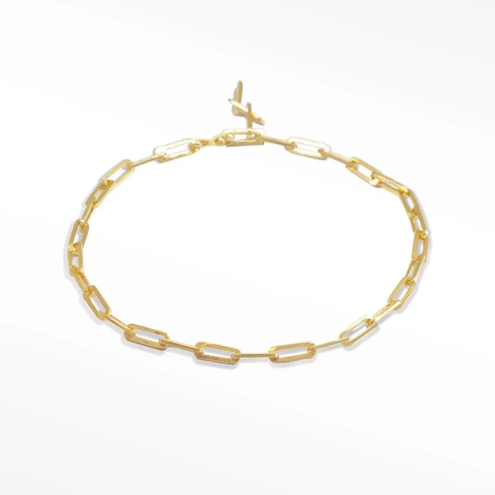 Baby Paperclip 14k Yellow Gold Bracelet 7''