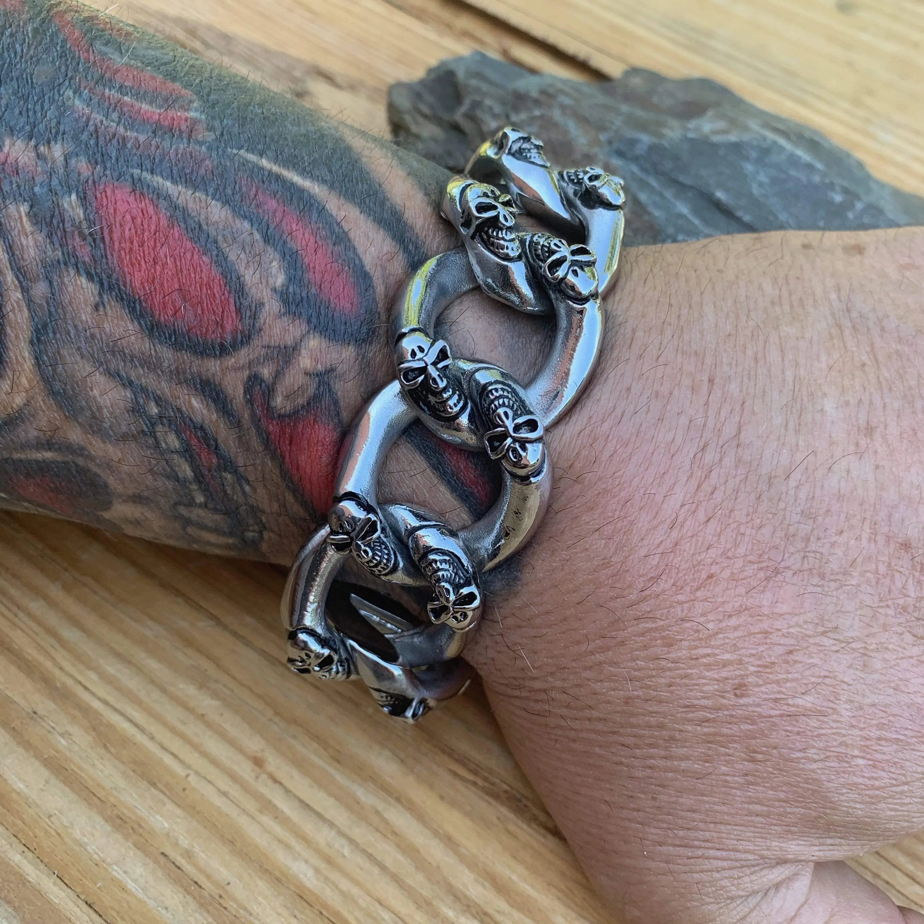 Bagger Bracelet - Skull ChainGang - Classic - 1.25 Wide - B34