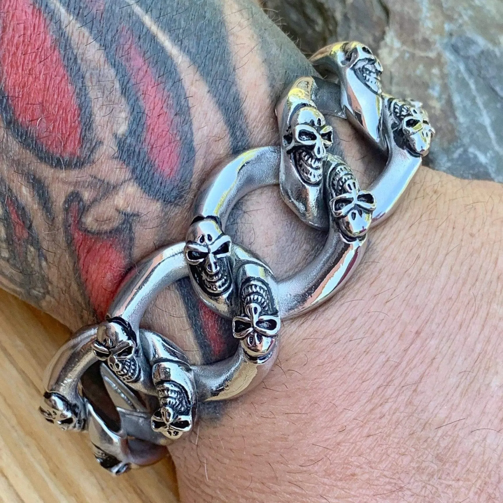 Bagger Bracelet - Skull ChainGang - Classic - 1.25 Wide - B34