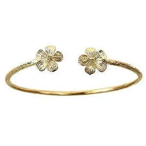 Better Jewelry 10K Yellow Gold West Indian Bangle w. Flower Ends