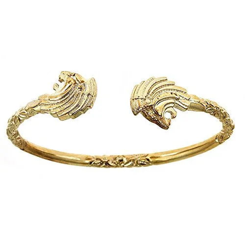 Better Jewelry 10K Yellow Gold West Indian Bangle w. Lion Ends