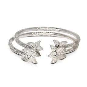 Better Jewelry Solid .925 Sterling Silver Starfish Bangles, 1 pair