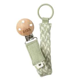 BIBS Pacifier Clip (Braided) - Sage/Ivory