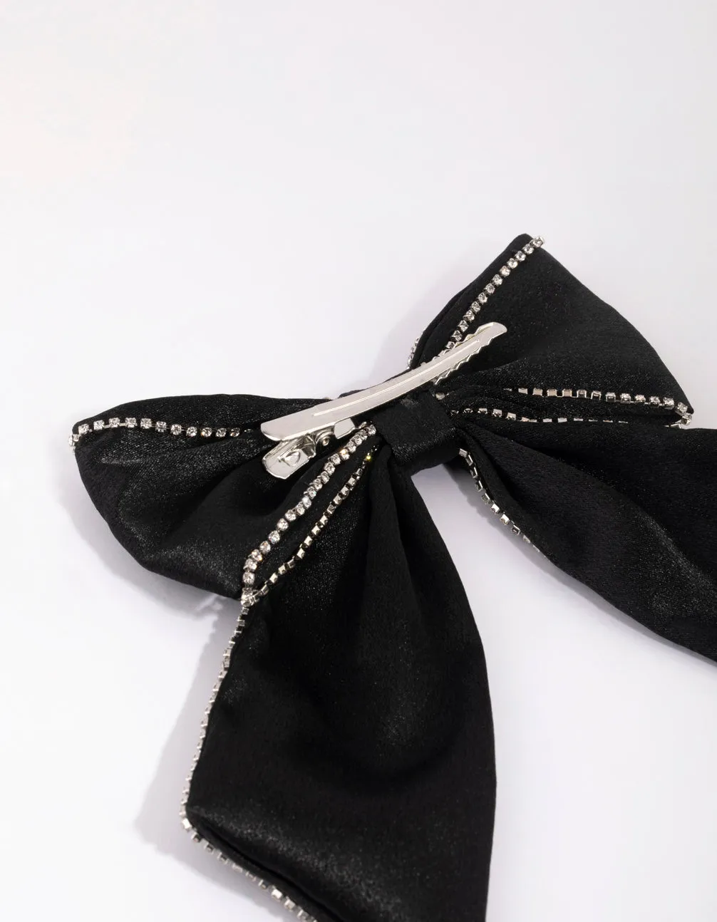 Black Diamante Bow Clip