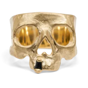 Black Snaggletooth Skull Ring - Made to Order