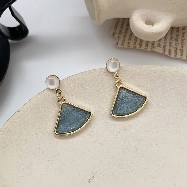 Blue Bling Triangle Cubic Drop Earrings Gifts Korean Jewelry Womens Accessories Luxury Fashion Dating Party Clubber Elegant Wedding Lovely Dinner Accessory