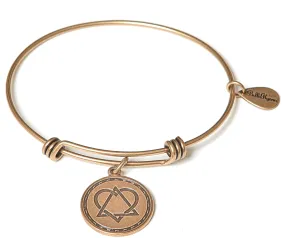 Born In My Heart Adoption Expandable Bangle Charm Bracelet in Gold