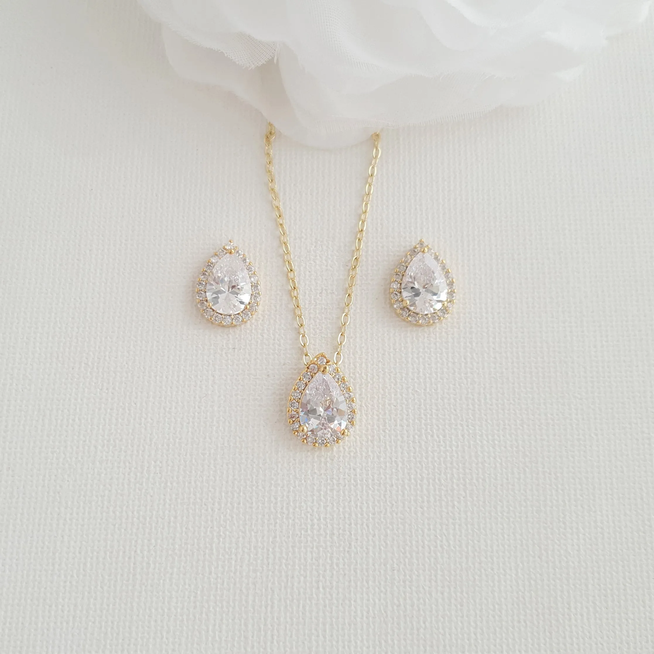 Bridesmaids Stud Earrings and Necklace Set-Emma